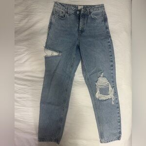 TopShop Distressed Blue Mom Jean